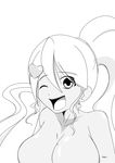  artist_request bakugan breasts character_request cleavage dark_skin highres large_breasts monochrome smile wink 