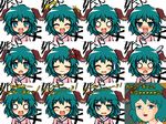  ^_^ anger_vein angry animal_ears bad_id bad_pixiv_id banned_artist blush chargeman_ken! closed_eyes expressions faceset green_eyes green_hair kasodani_kyouko kisaragi_zwei o_o open_mouth parody partially_translated short_hair smile touhou translation_request 