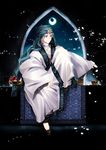  bad_id bad_pixiv_id crescent_moon food fruit houhou_(black_lack) ja'far keffiyeh magi_the_labyrinth_of_magic male_focus moon night petals sitting solo window 