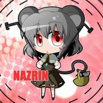  animal_ears blush_stickers capelet dress grey_hair lowres mouse mouse_ears mouse_tail nagisa_kaichou nazrin red_eyes short_hair solo tail touhou 