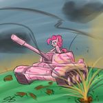  equine female feral friendship_is_magic fur hair horse mammal my_little_pony outside pink_fur pink_hair pinkie_pie_(mlp) pony smoke solo speccysy tank 