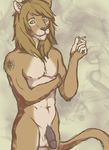  balls cat drugs feline flaccid hair lion male mammal mane marijuana nude penis smoking solo tattoo 
