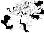  annoyed ass ass_grab barefoot breasts carrying chin_rest dress frills greyscale hat hat_ribbon large_breasts long_hair monochrome multiple_girls ribbon short_hair smile tomotsuka_haruomi touhou yakumo_ran yakumo_yukari 