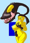  blush breasts drool drooling female green_eyes grope jaw licking mawile nintendo pervy pok&#233;mon pok&eacute;mon saliva tongue video_games zp92 
