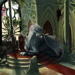  bad_pixiv_id dragon hajikami indoors no_humans pixiv_fantasia ruins scenery skull throne 