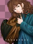  akizuki_ritsuko alternate_hairstyle bad_id bad_pixiv_id bag brown_eyes brown_hair coat glasses idolmaster idolmaster_(classic) keychain long_hair solo yorimitsu 