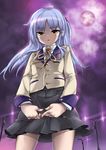  angel_beats! blazer hong_(luckeydog) jacket lamppost night night_sky school_uniform sky solo tenshi_(angel_beats!) 