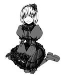  artist_request dress flower gothic_lolita greyscale hair_flower hair_ornament kof:_maximum_impact lolita_fashion maximum_impact_ii monochrome ninon_beart pantyhose short_hair snk solo the_king_of_fighters 