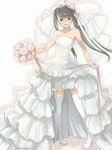  :d bad_id bad_pixiv_id black_eyes black_hair bouquet bridal_veil bride dress flower garter_straps gloves high_heels highres legs murakami_mame open_mouth original shoes smile solo standing strapless strapless_dress thighhighs veil wedding_dress white_gloves white_legwear zettai_ryouiki 