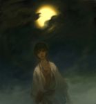  black_hair full_moon male_focus moon night night_sky original robe sky solo taku_(fishdrive) 