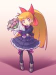  akazutsumi_momoko boots bouquet bow dress flower frills long_hair orange_hair ponytail powerpuff_girls_z red_eyes ribbon solo thighhighs yoshi_(crossmind) 