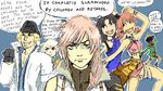  3girls artist_request awesome_face english eye_twitch final_fantasy final_fantasy_xiii hope_estheim lightning_farron multiple_boys multiple_girls oekaki oerba_dia_vanille oerba_yun_fang sazh_katzroy snow_villiers truth 