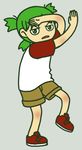  child frown green_eyes green_hair koiwai_yotsuba quad_tails solo superdonut yotsubato! 