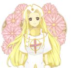  blonde_hair chibi cleric cross flower hat long_hair mint_adenade smile tales_of_(series) tales_of_phantasia 