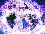  fan folding_fan hat highres japanese_clothes pink_eyes pink_hair rasha saigyouji_yuyuko short_hair solo touhou 