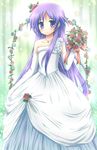  :3 bad_id bad_pixiv_id blush bride crossdressing dress flower happiness! highres kouta. long_hair male_focus otoko_no_ko purple_hair solo watarase_jun wedding_dress 
