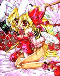  animal_ears bare_shoulders blonde_hair bunny_ears bunny_girl bunnysuit flandre_scarlet pantyhose ponytail red_eyes short_hair side_ponytail solo tanono touhou wings wrist_cuffs 