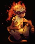  bad_id fire fur gen_4_pokemon infernape monkey no_humans pokemon pokemon_(creature) realistic simple_background sitting solo znuese 