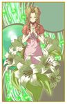  aerith_gainsborough bad_id bad_pixiv_id closed_eyes dress final_fantasy final_fantasy_vii flower highres mushina_suzume pink_dress praying solo 