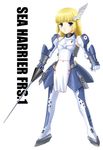  aircraft airplane armor copyright_request harrier_jump_jet jet lance mecha_musume military nagase_mizuchi navy personification polearm royal_navy solo weapon 