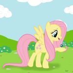  cloud clouds cute equine female feral flower fluttershy_(mlp) friendship_is_magic hair horse mammal my_little_pony parasprite_(mlp) pegasus pink_hair pony veggie veggie55 wings 