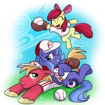  alicorn applebloom_(mlp) ball baseball baseball_(ball) baseball_cap baseball_uniform big_macintosh_(mlp) brother couple cub cutie_mark equine female feral friendship_is_magic hat horn horse madmax male mammal my_little_pony pegacorn playing_baseball pony princess_luna_(mlp) sibling sister sport winged_unicorn wings young 