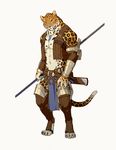  blue_eyes digitigrade feline leopard male mammal plain_background solo standing warrior white_background 