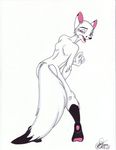  breasts canine female fox malachi mammal nude plain_background shy solo white_background 