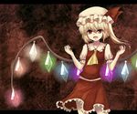  blonde_hair bow fang flandre_scarlet hat hat_bow k_(kkk) open_mouth ponytail red_eyes side_ponytail solo touhou wings 