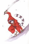  2010 action_pose anthro asian_clothing black_hair clothing east_asian_clothing footwear geta gloves hair handwear hi_res holding_melee_weapon holding_object holding_sword holding_weapon hood japanese japanese_clothing katana legwear lemur male mammal markings melee_weapon pose primate riki_matsuda ring-tailed_lemur ring_(marking) ringed_tail samurai sandals serpenaya simple_background socks solo strepsirrhine striped_markings striped_tail stripes sword tabi_socks tail tail_markings teshy-t-foxboy warrior weapon white_background yellow_eyes 