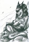  child daeigira-blood female greyscale holding monochrome mother parent plain_background sergal sitting white_background young 