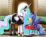  alicorn equine female feral friendship_is_magic horn horse ice_cream john_joseco maid maid_uniform mammal my_little_pony pegacorn pony princess princess_celestia_(mlp) princess_luna_(mlp) royalty sibling sisters uniform winged_unicorn wings 