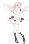  1girl boots breasts cleavage durga_angel flower gravity_daze gravity_daze_2 hair_ornament pink_hair standing white_background wings yellow_eyes 