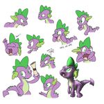  friendship_is_magic green_eyes male my_little_pony plain_background purple_scales scalie scroll solo spade_tail spike_(mlp) unknown_artist white_background 
