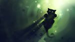 1920x1080 apofiss black black_fur cat cute feline fur green green_eyes mammal paws ripples solo stare wallpaper water widescreen 