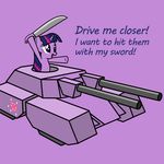  english_text equine female friendship_is_magic hair horn horse long_hair mammal mammoth_tank my_little_pony pony purple_eyes purple_hair short_hair smockhobbes solo sword tank text twilight_sparkle_(mlp) unicorn warhammer_(franchise) warhammer_40k weapon 