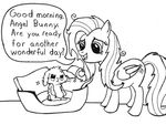  equine female feral fluttershy_(mlp) friendship_is_magic lagomorph male mammal my_little_pony pegasus plain_background rabbit samueleallen tousled white_background wings 