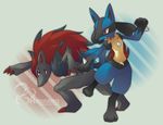  lucario nintendo pok&#233;mon pok&eacute;mon red_eyes tail unknown_artist video_games zoroark 