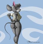  bottomless butt clothing female gilbhart looking_back mammal mouse presenting presenting_hindquarters pussy rodent shirt shirt_lift solo 