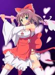  alternate_costume bitaraga blue_eyes brown_eyes hair_ribbon hakurei_reimu magical_girl ribbon solo thighhighs touhou white_legwear 