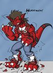  blackrat clothing digimon growlmon guilmon keanon_woods notveryathletic scalie torn_clothing transformation 