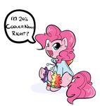  blue_eyes cutie_mark english_text equine female feral friendship_is_magic fur hair hoodie horse mammal my_little_pony pink_fur pink_hair pinkie_pie_(mlp) plain_background pony solo text white_background 