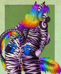  after_sex anailaigh anthro anus breasts butt colorful cum cum_drip cum_in_ass cum_in_pussy cum_inside dripping ear_piercing earring equine female mammal nipple_piercing nipples nude pawprint piercing presenting presenting_hindquarters pussy rainbow raised_tail ryunwoofie side_boob solo tail zebra 