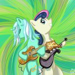  bonbon_(mlp) equine female friendship_is_magic guitar horn horse lkittytaill lyra_(mlp) lyra_heartstrings_(mlp) mammal metal music my_little_pony pony unicorn 