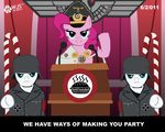  blue_eyes breaking_the_fourth_wall clothing english_text equine female friendship_is_magic fur hair hat horse humor male mammal military my_little_pony nazi parody pink_fur pink_hair pinkie_pie_(mlp) pony text uniform wolfjedisamuel 