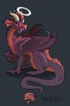  claws cute dragon feral grey_background halo horn horns looking_at_viewer nathradas non-anthro plain_background price_tag purple purple_body scalie sitting solo tail wings 