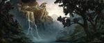  beautiful claws detailed_background dragon environment feral forest grass hat horn horns human kerem_beyit mammal mountain river scalie scenery stick tail tree vegetation water waterfall wings wood 