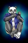  avoid_posting bear cellphone conditional_dnp eyewear glasses hindpaw iphone male mammal moodyferret panda pandaman paws phone selfie sitting solo telephone 