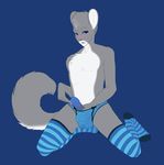  blue blue_eyes blue_penis blush chinchilla crossdressing katashi legwear male mammal masturbation panties penis phoenix-pinion plain_background rodent solo stockings underwear 