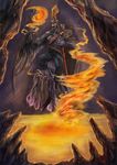  ars_goetia_demons avian bird caim demon demons fire goetia peacock sword warm_colors weapon younosuke 